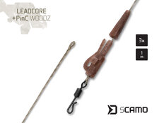 Terminale Delphin sCAMO Leadcore + PinC WOODZ / 3 pz | 1m