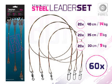 Set di cavi in acciaio BOMB! Con moschettone e girella / 49 fili  | 60pz/30,35,40cm/9,11,14kg